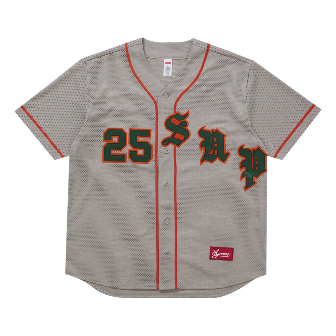 Supreme Old English Baseball Jersey Grey