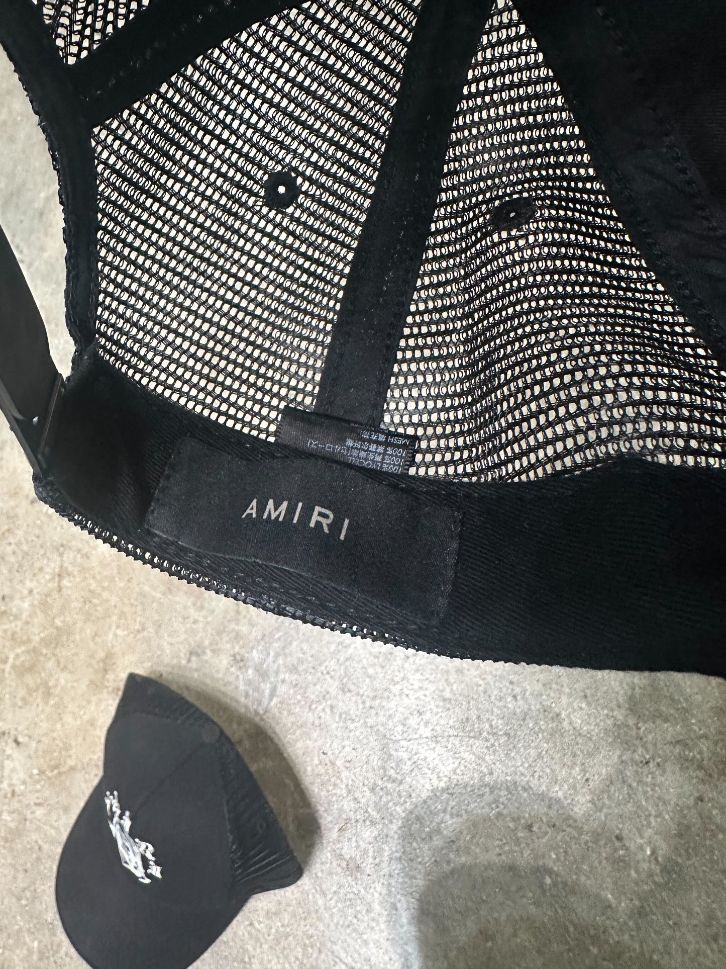 AMIRI Wolf Logo Trucker Hat Black