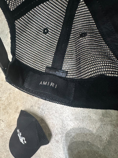 AMIRI Wolf Logo Trucker Hat Black