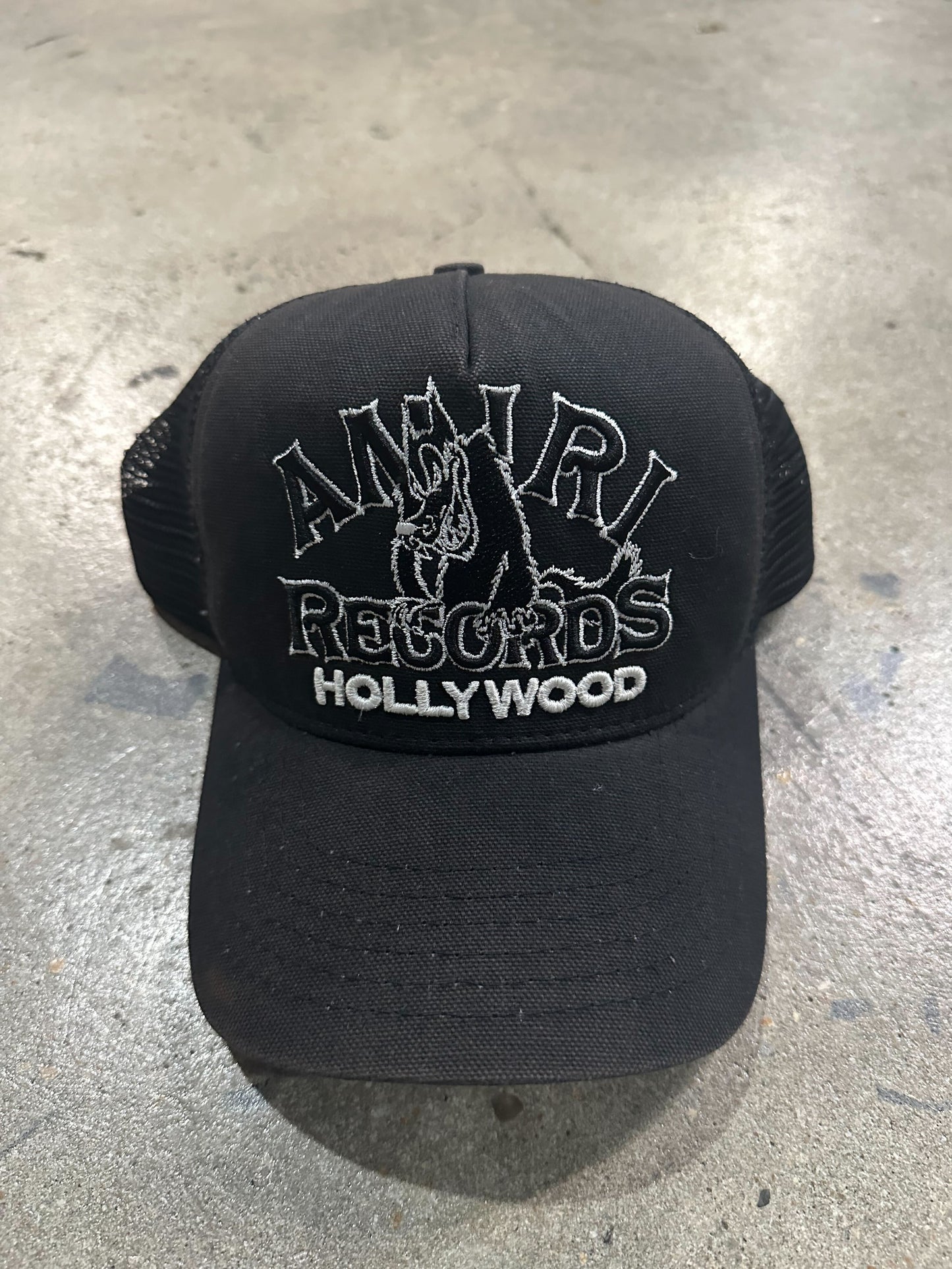 AMIRI Wolf Logo Trucker Hat Black