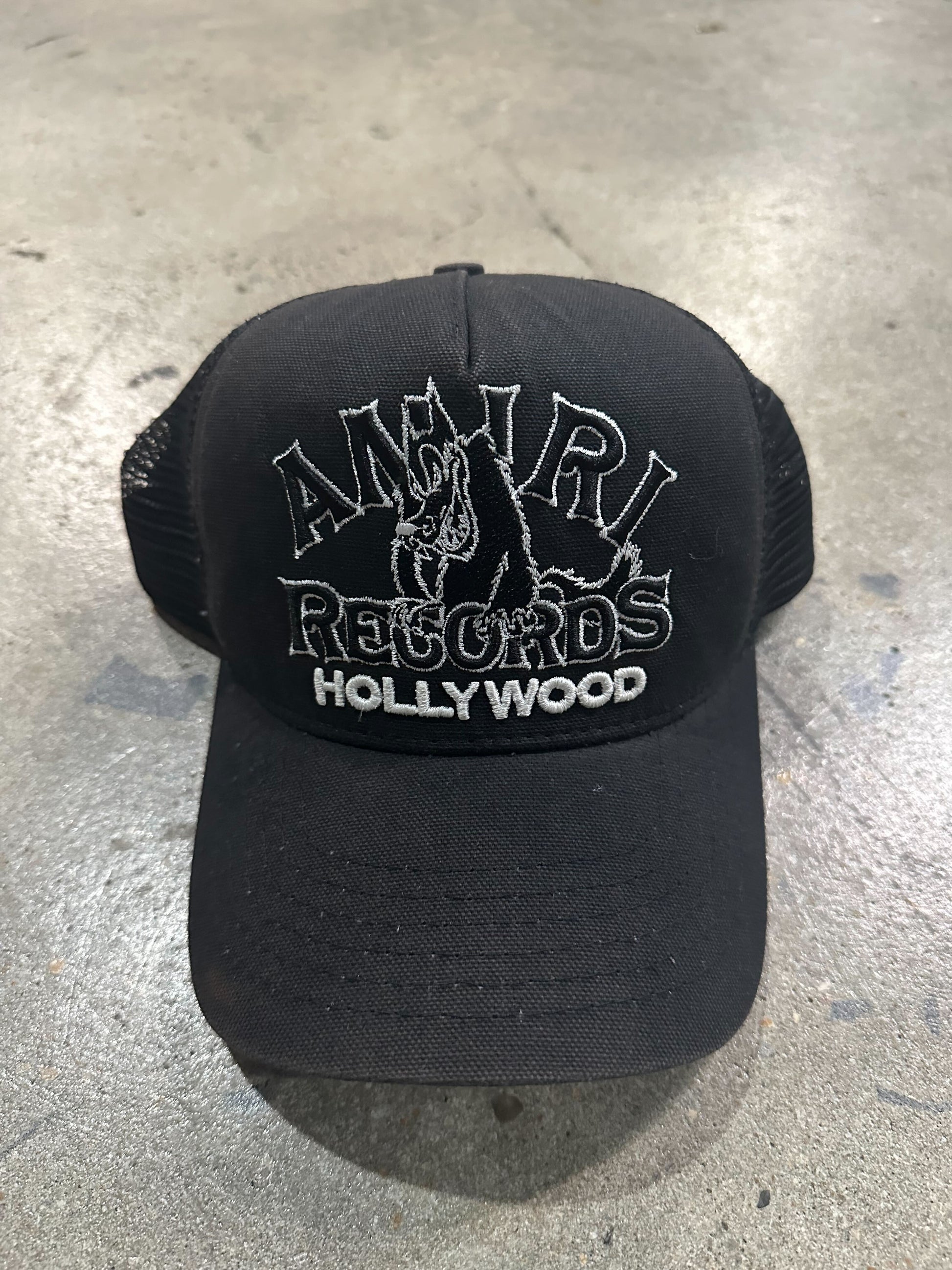 AMIRI Wolf Logo Trucker Hat Black