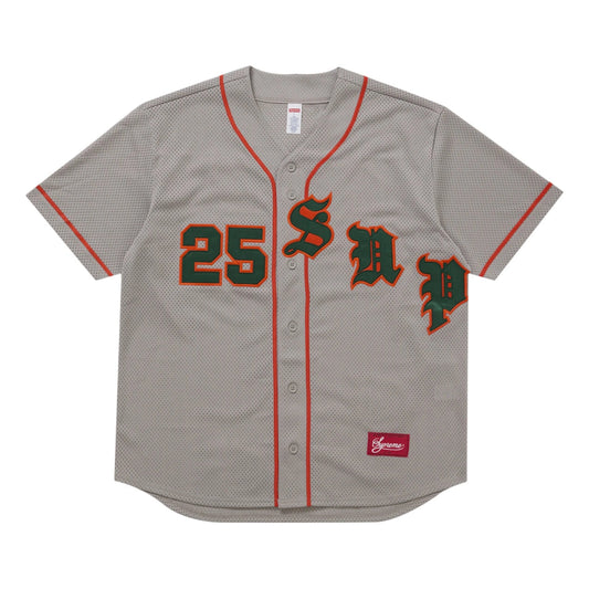 Supreme Old English Baseball Jersey Grey