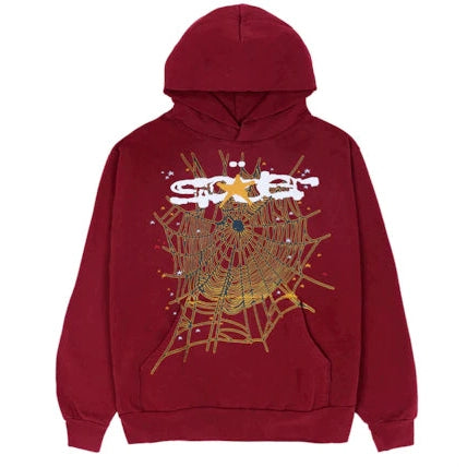 Sp5der Logo Hoodie Maroon