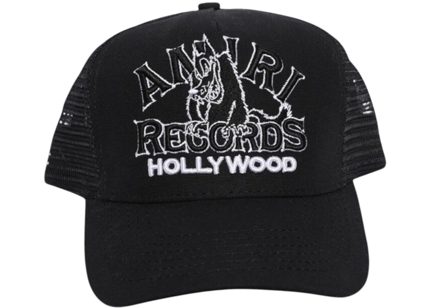 AMIRI Wolf Logo Trucker Hat Black
